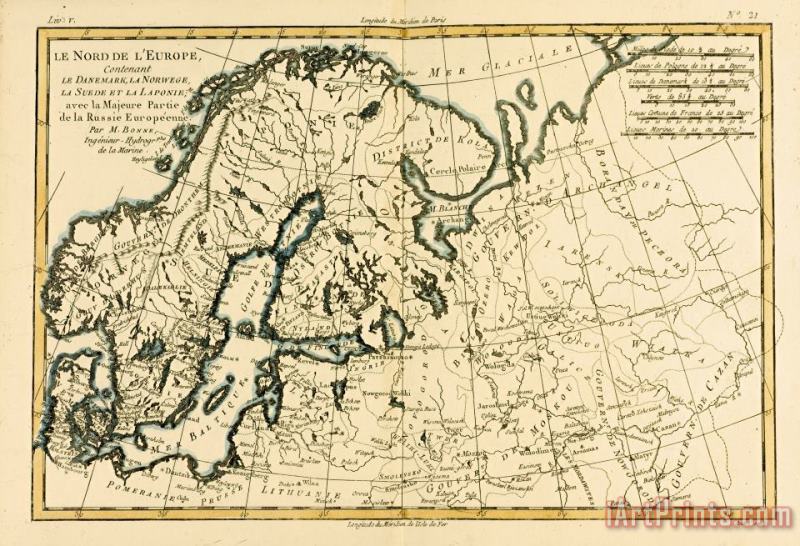 Old Map of Northern Europe painting - Guillaume Raynal Old Map of Northern Europe Art Print