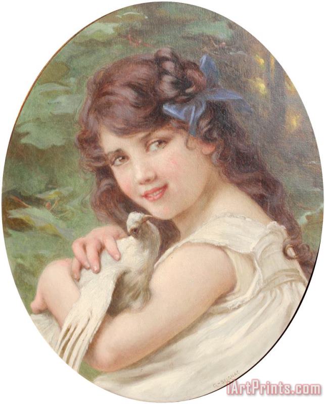 Guillaume Seignac Girl with a Dove Art Painting