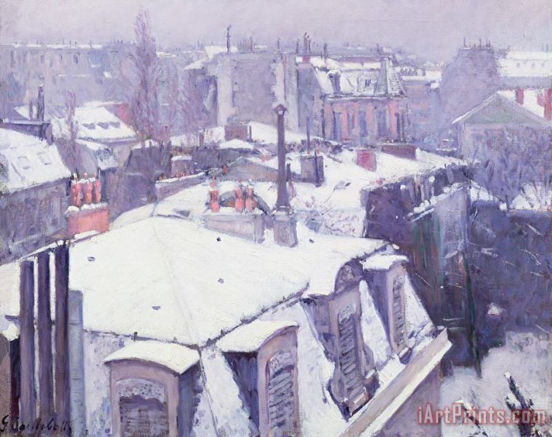 Gustave Caillebotte Roofs under Snow Art Painting