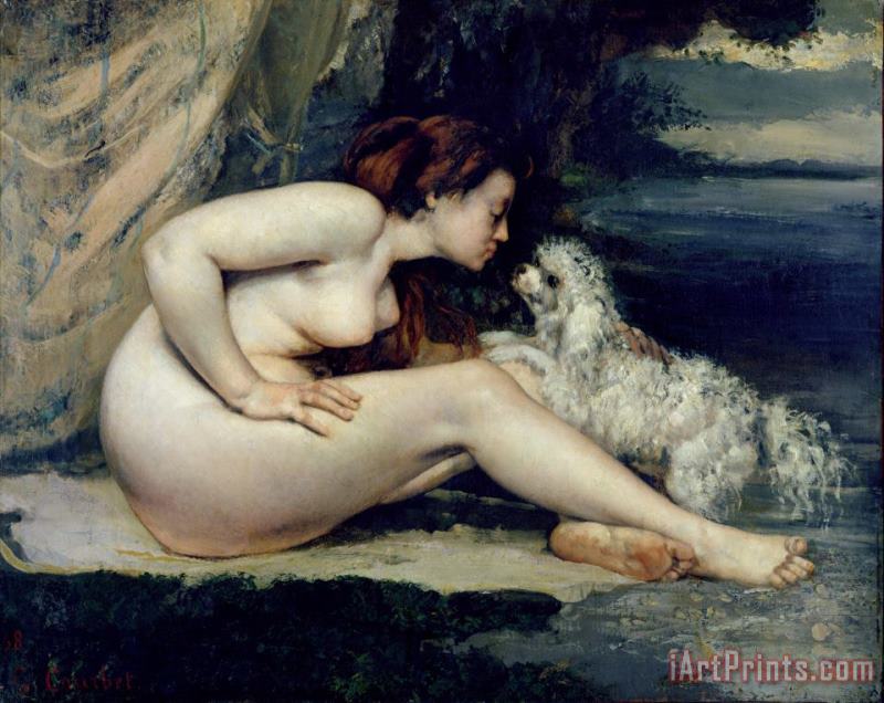 Gustave Courbet Female Nude with a Dog Art Print