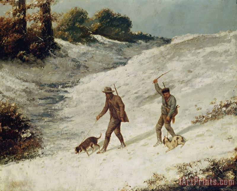 Gustave Courbet Hunters in the Snow or The Poachers Art Print