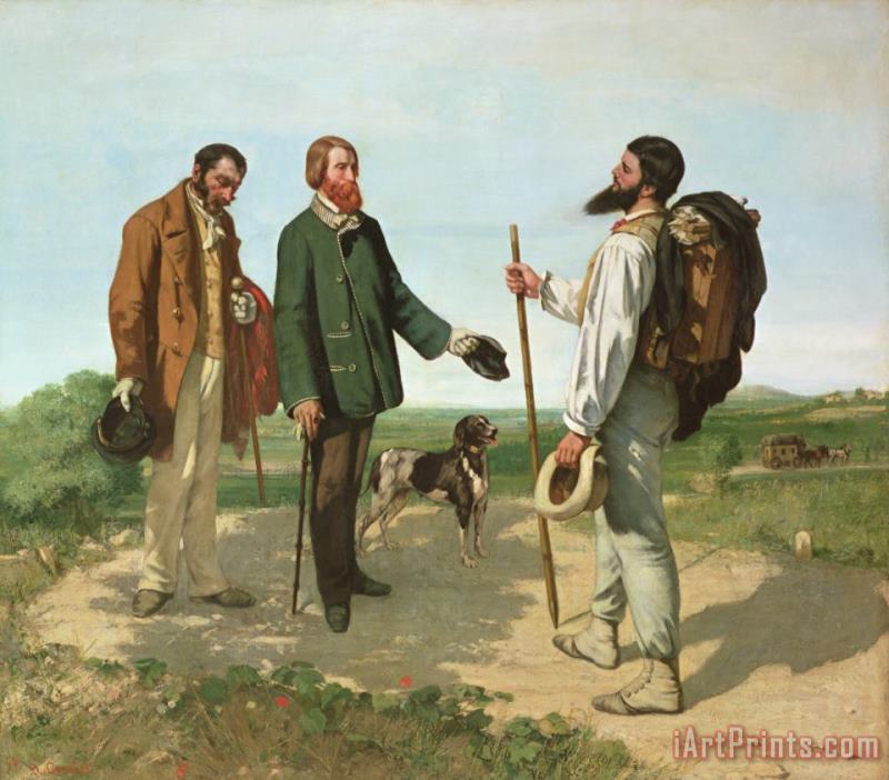 La Rencontre, Or Bonjour Monsieur Courbet painting - Gustave Courbet La Rencontre, Or Bonjour Monsieur Courbet Art Print