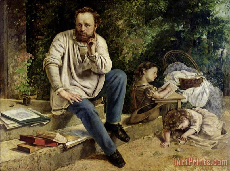 Gustave Courbet Pierre Joseph Proudhon (1809 65) And His Children in 1853 Art Print