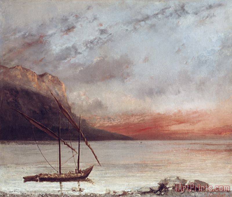 Gustave Courbet Sunset over Lake Leman Art Painting