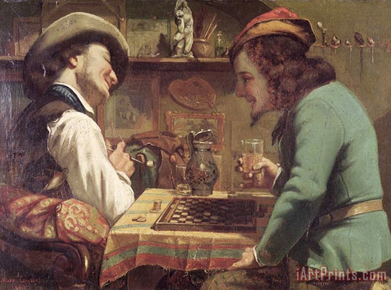 The Game of Draughts painting - Gustave Courbet The Game of Draughts Art Print