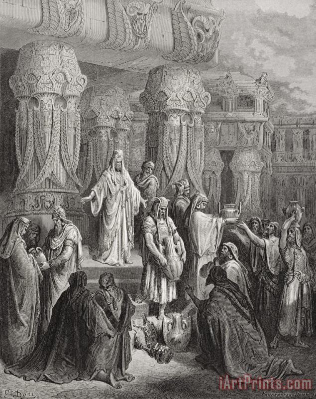 Gustave Dore Cyrus Restoring The Vessels Of The Temple Art Print