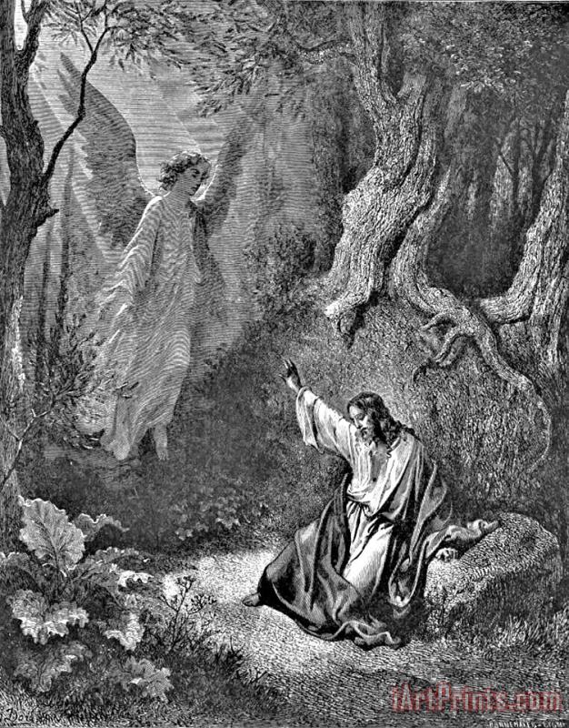 Gustave Dore Jesus And Angel Bible Illustration Art Print
