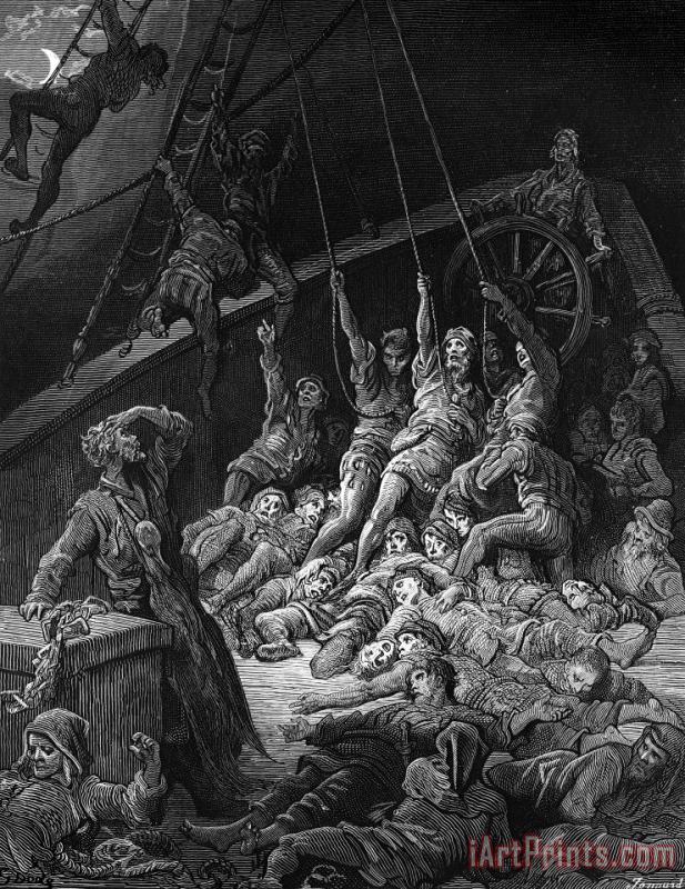 Gustave Dore The Dead Sailors Rise Up And Start To Work The Ropes Of The Ship So That It Begins To Move Art Painting