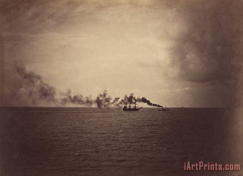 Gustave Le Gray Seascape with Sailing Ship And Tugboat Art Print