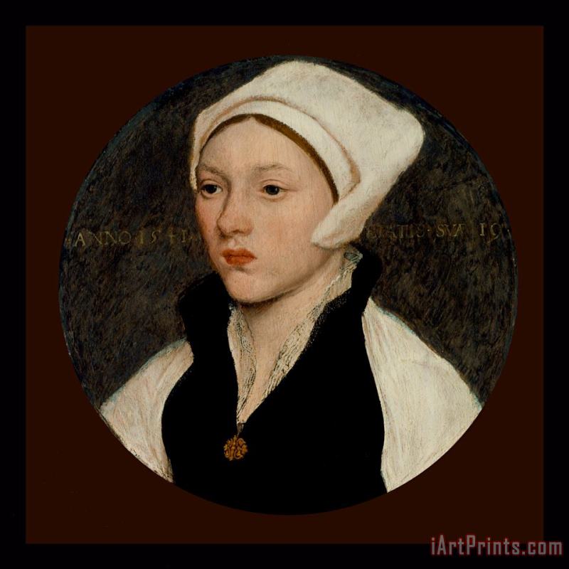 Hans Holbein the Younger Portrait of a Young Woman with a White Coif - 1541 Art Painting