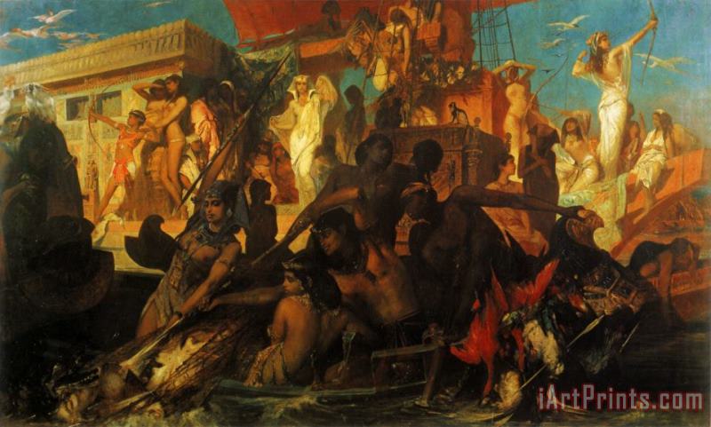 Hans Makart The Nile Hunt of Cleopatra Art Print