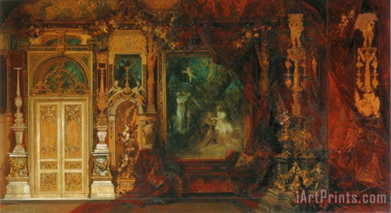 Hans Makart The Summer Night's Dream, Sketch for The Decoration of a Room in The Hermes Villa Art Painting