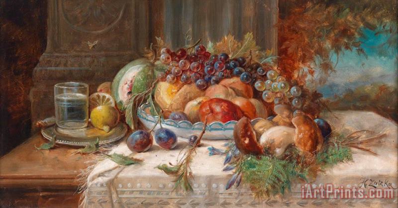 Hans Zatzka Still Life with Fruit Art Painting