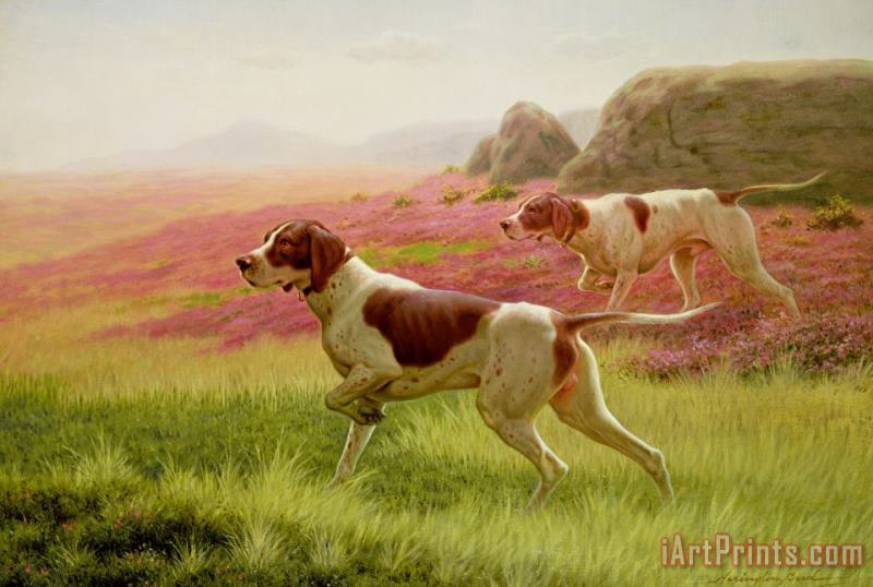 Pointers in a Landscape painting - Harrington Bird Pointers in a Landscape Art Print