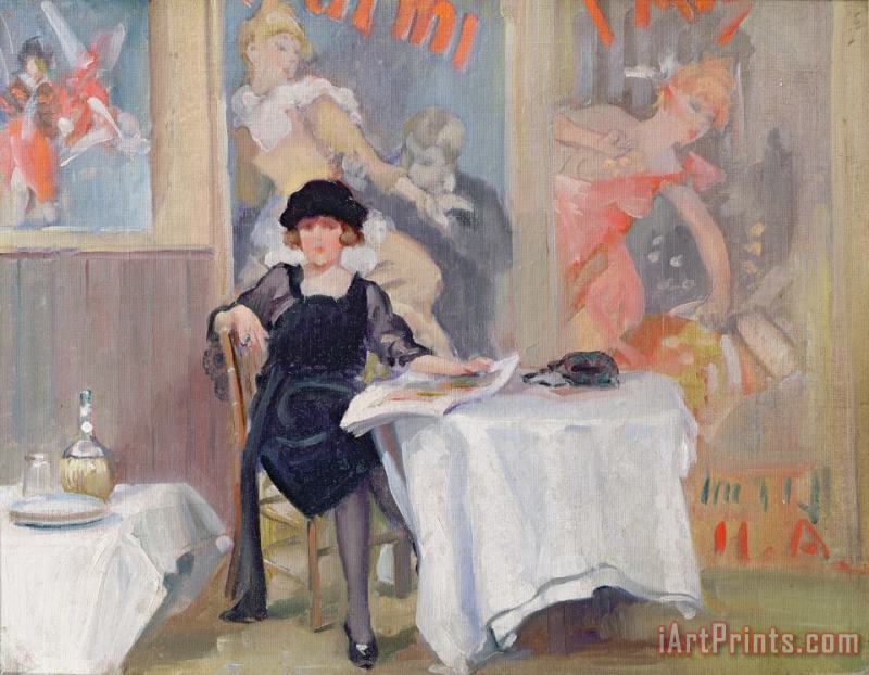 Harry J Pearson Lady at a Cafe table Art Painting