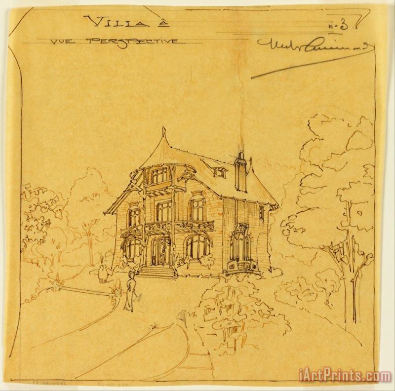 Hector Guimard Perspective View of a Villa Art Painting