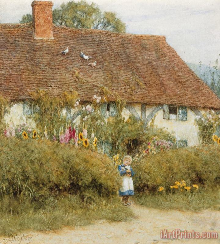 Helen Allingham Cottage at West Horsley Surrey Art Painting