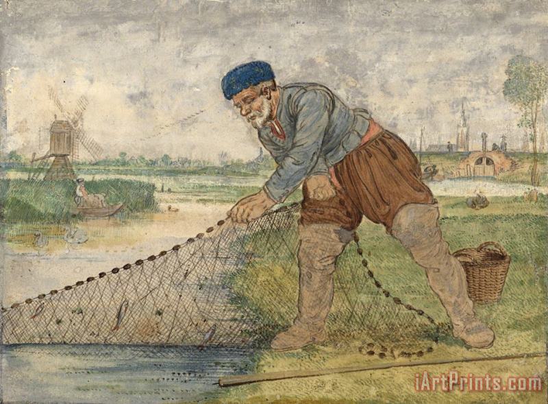 Hendrick Avercamp A Fisherman Hauling in His Net Art Print