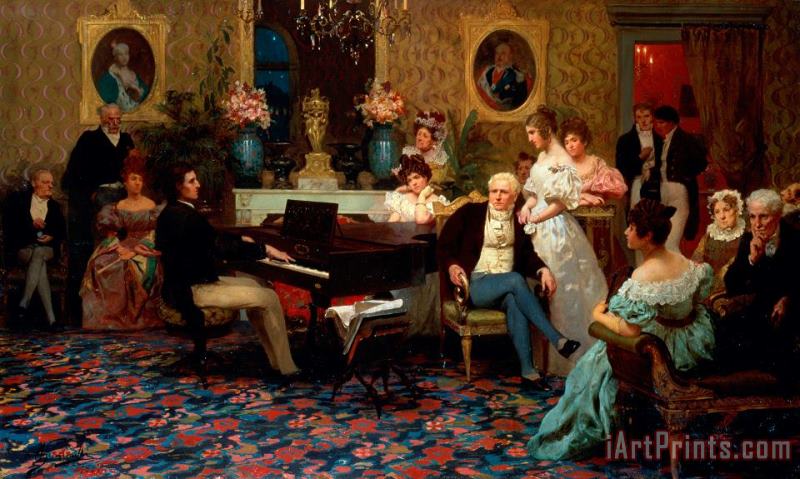 Chopin Playing the Piano in Prince Radziwills Salon painting - Hendrik Siemiradzki Chopin Playing the Piano in Prince Radziwills Salon Art Print