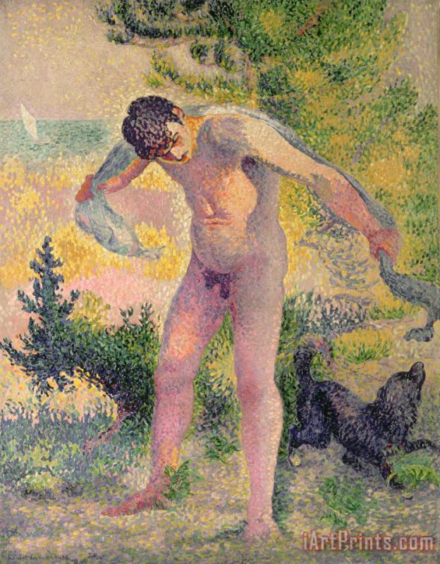 Bather drying himself at St Tropez painting - Henri-Edmond Cross Bather drying himself at St Tropez Art Print
