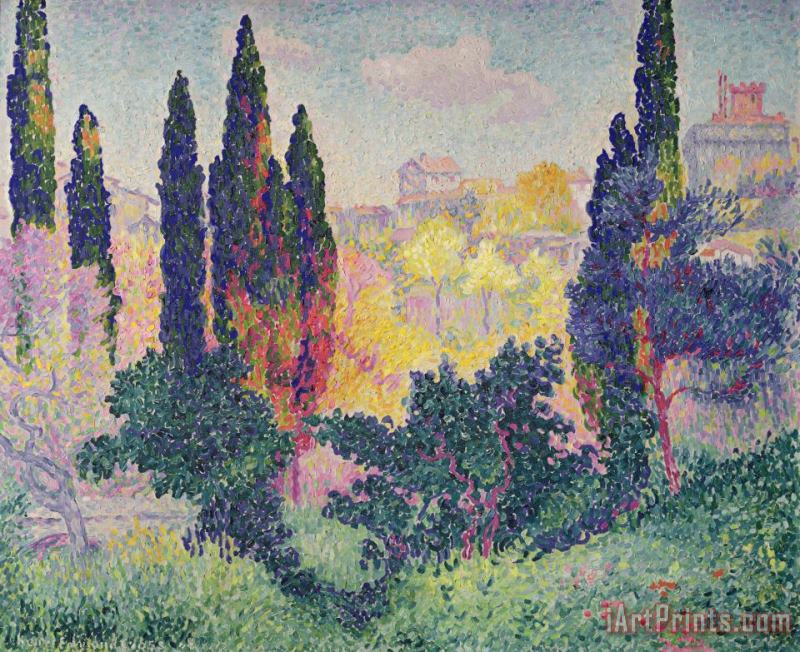 The Cypresses at Cagnes painting - Henri-Edmond Cross The Cypresses at Cagnes Art Print