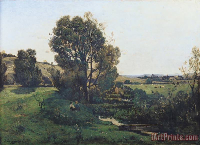 View from Moncel-sur-Seine painting - Henri-Joseph Harpignies View from Moncel-sur-Seine Art Print
