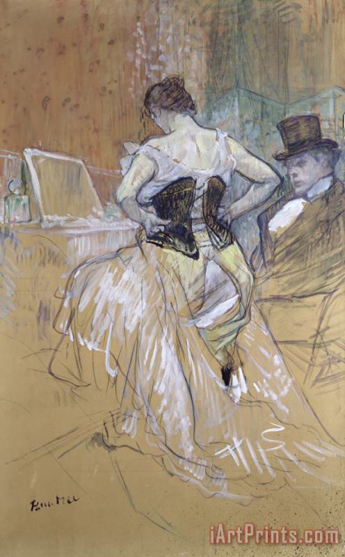 Woman at Her Toilet, Study for 'elles' painting - Henri de Toulouse-Lautrec Woman at Her Toilet, Study for 'elles' Art Print
