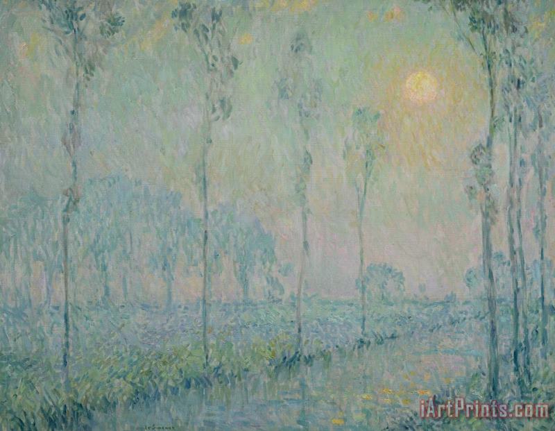 Henri Eugene Augustin Le Sidaner The stream at sunset Art Painting