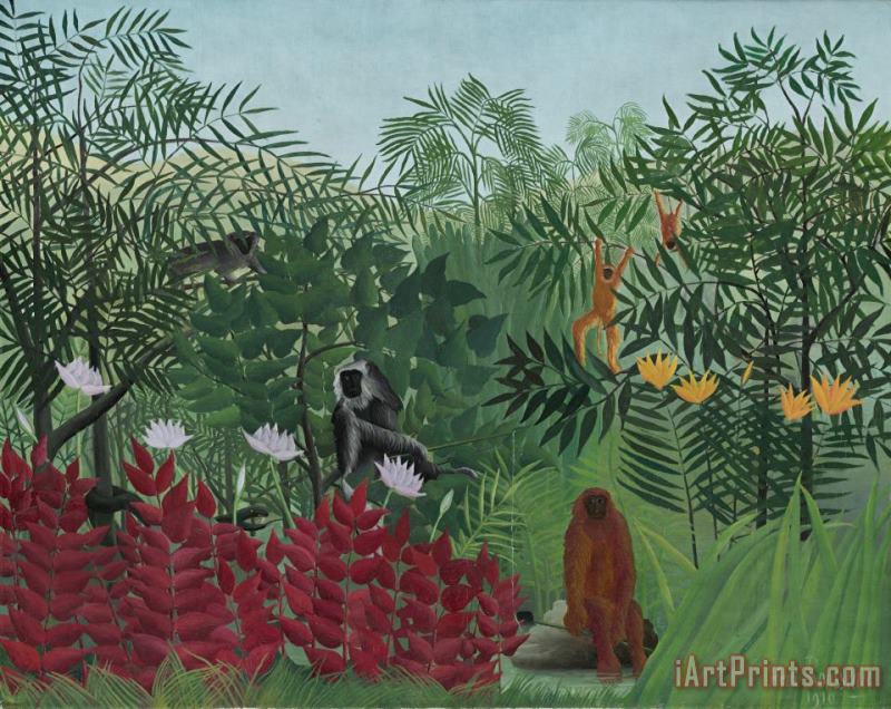 Henri J F Rousseau Tropical Forest With Monkeys Art Painting