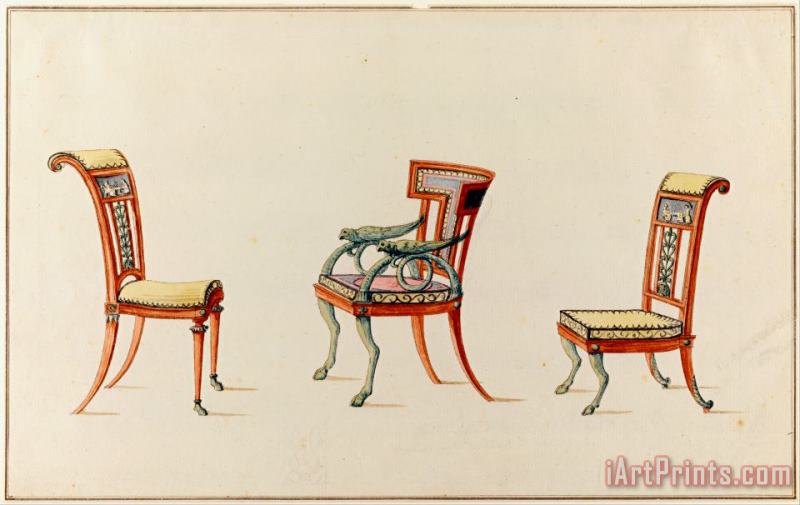 Chairs (3) painting - Henri Jacob Chairs (3) Art Print