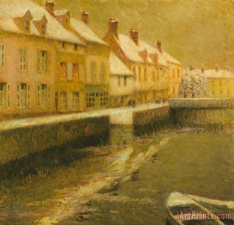 Henri Le Sidaner Canal in Bruges, Winter Art Painting