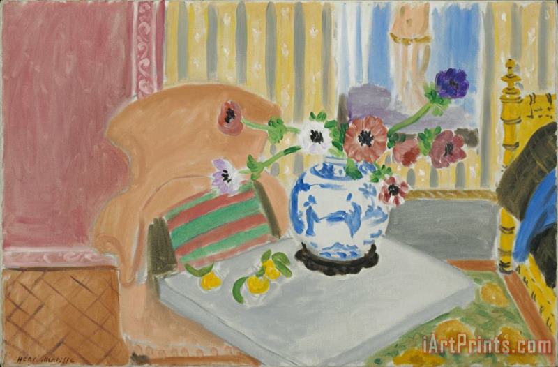 Anemones And Chinese Vase, painting - Henri Matisse Anemones And Chinese Vase, Art Print