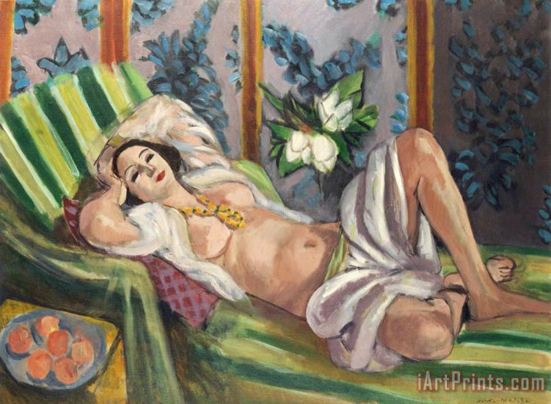 Odalisque Couchee Aux Magnolias painting - Henri Matisse Odalisque Couchee Aux Magnolias Art Print