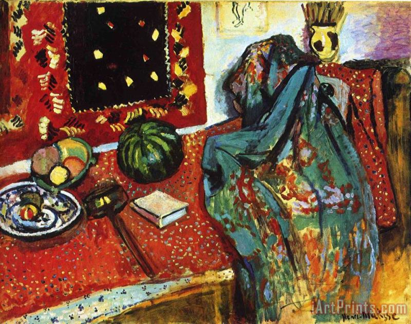 Still Life with a Red Rug 1906 painting - Henri Matisse Still Life with a Red Rug 1906 Art Print