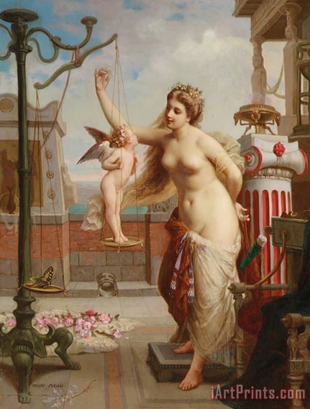 Henri Pierre Picou Weighing Cupid Art Painting