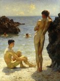Henry Scott Tuke - Lovers of the Sun painting