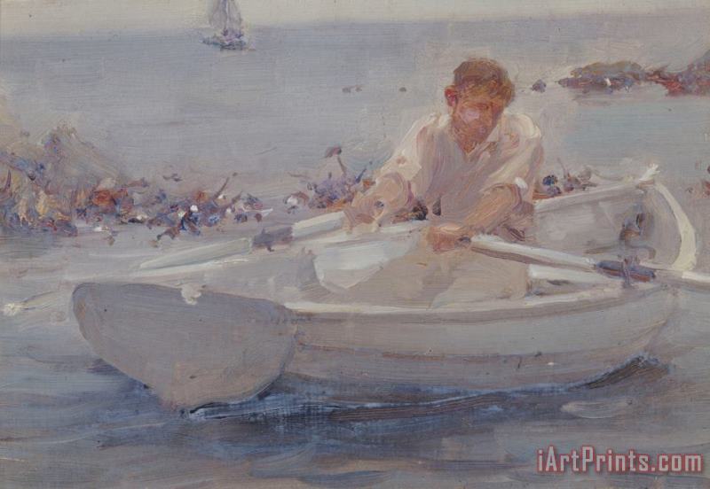 Henry Scott Tuke Man in a Rowing Boat Art Painting