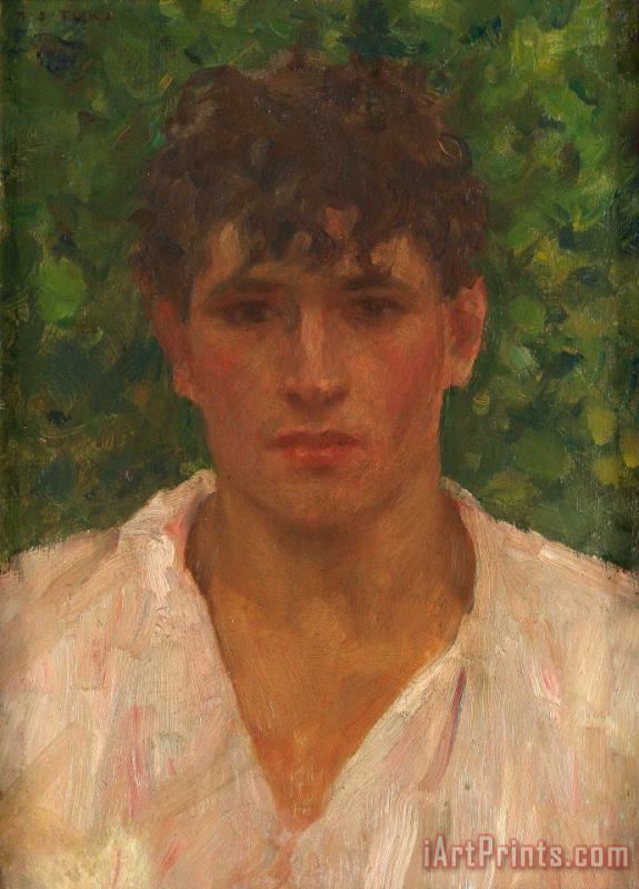 Henry Scott Tuke Portrait of a Young Man with Open Collar Art Painting