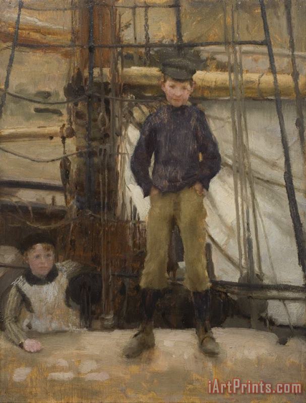 Henry Scott Tuke Two Children on Deck Art Painting