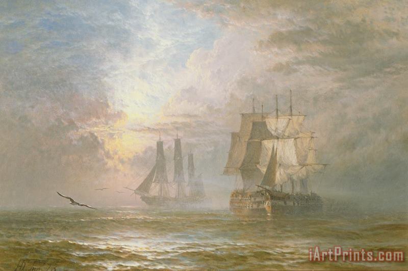 Henry Thomas Dawson Men Of War At Anchor Art Painting
