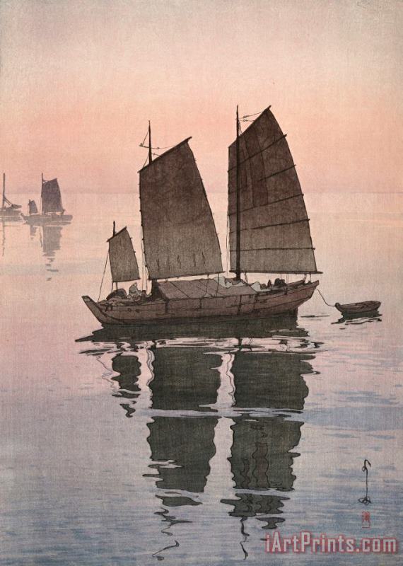 Hiroshi Yoshida Sailing Boats, Evening (hansen, Yu), From The Inland Sea Series (seto Naikai Shu) Art Print
