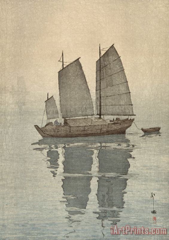 Hiroshi Yoshida Sailing Boats, Mist (hansen, Kiri), From The Inland Sea Series (seto Naikai Shu) Art Painting