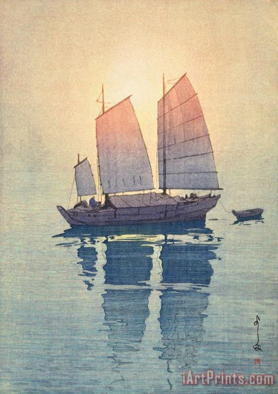 Hiroshi Yoshida Sailing Boats, Morning (hansen, Asa), From The Inland Sea Series (seto Naikai Shu) Art Print