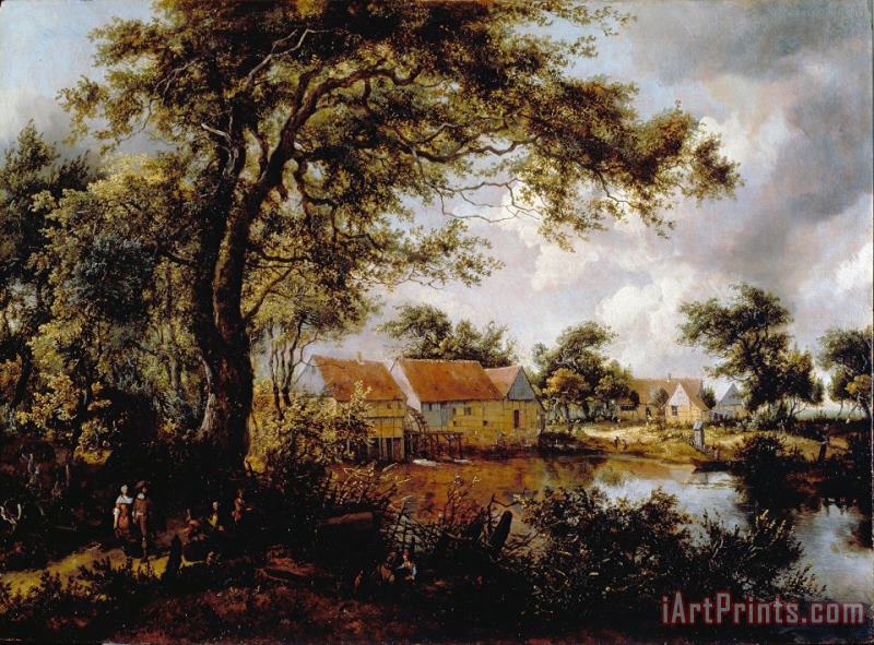 Hobbema, Meindert Wooded Landscape with a Water Mill Art Print