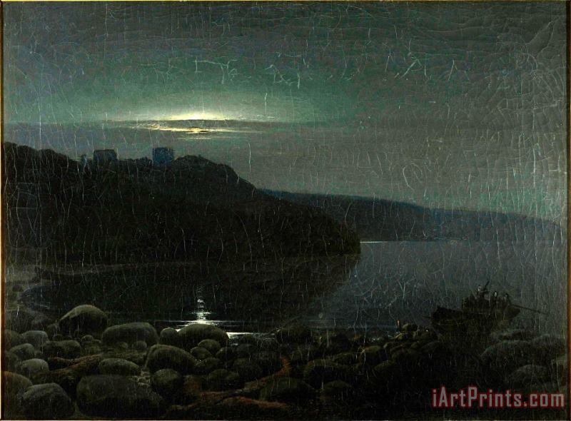 Hammershus in The Moonlight painting - Holger Drachmann Hammershus in The Moonlight Art Print