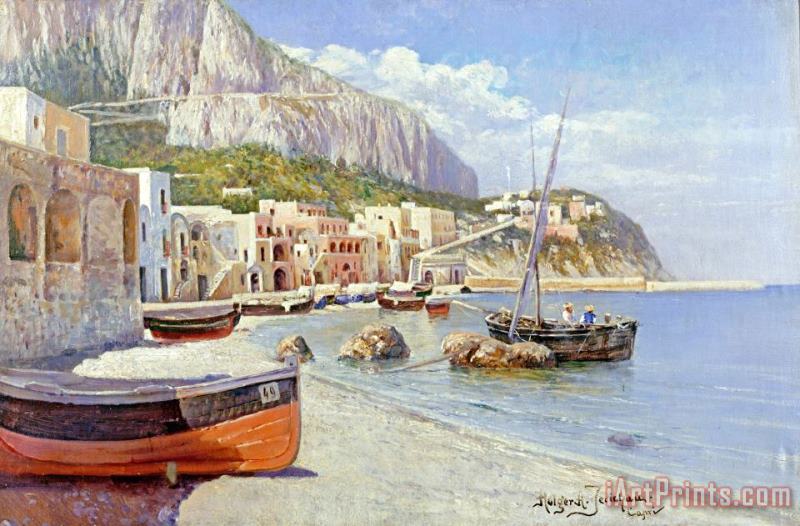 Marina Grande, Capri painting - Holger Hvitfeldt Jerichau Marina Grande, Capri Art Print