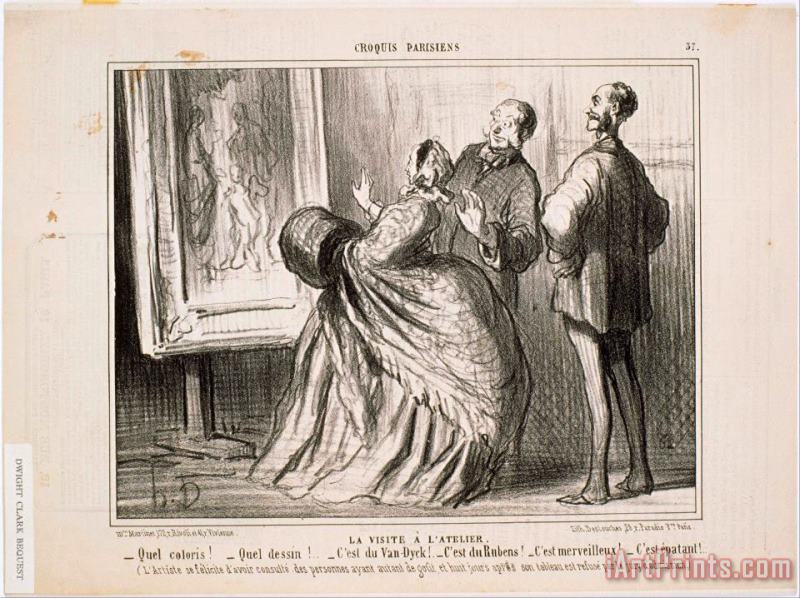 Honore Daumier Croquis Parisiens La Visite a L'atelier Quel Croquis! Quel Dessin! C'est Du Van Dyck Art Print