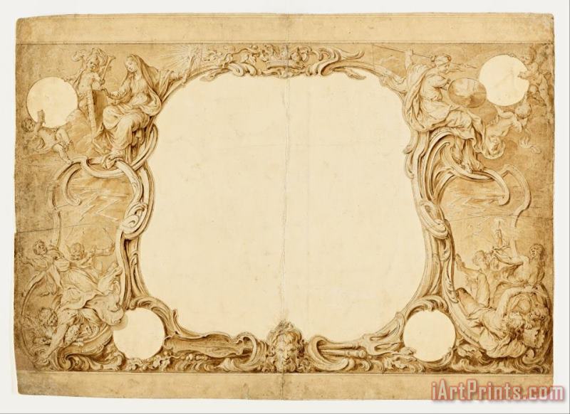 Design for an Ornamental Border, Used for The Surround to The General Chart in John Pine's Tapestry... painting - Hubert-francois Gravelot Design for an Ornamental Border, Used for The Surround to The General Chart in John Pine's Tapestry... Art Print