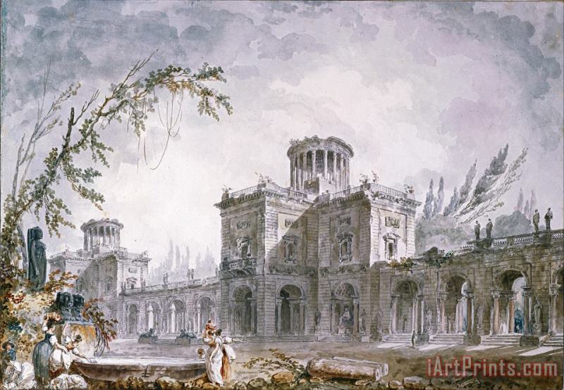 Hubert Robert Architectural Fantasy, 1760 Art Painting