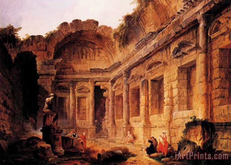 Interior of The Temple of Diana at Nmes painting - Hubert Robert Interior of The Temple of Diana at Nmes Art Print